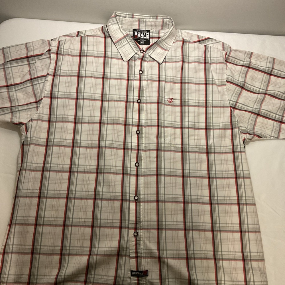 Southpole Shirt Men's XL Multicolor Plaid Button Up Short Sleeve Vintage 🔥D81‎